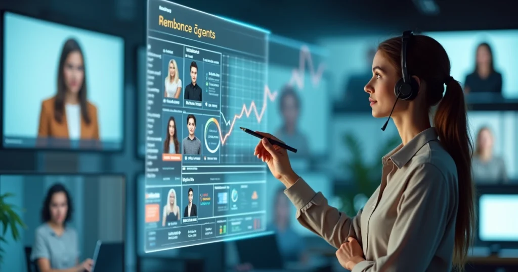 Equipe feminina de atendimento coordenando backups em um quadro digital