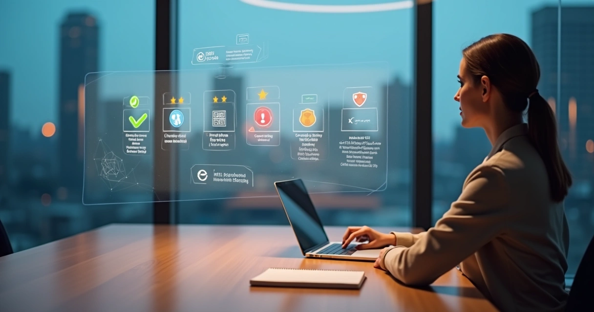 Gestora analisa painel com opções de contact center em ambiente corporativo moderno
