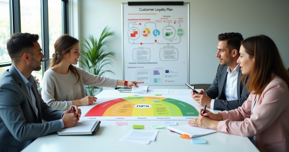 Time analisa painel colorido de NPS com clientes divididos em grupos