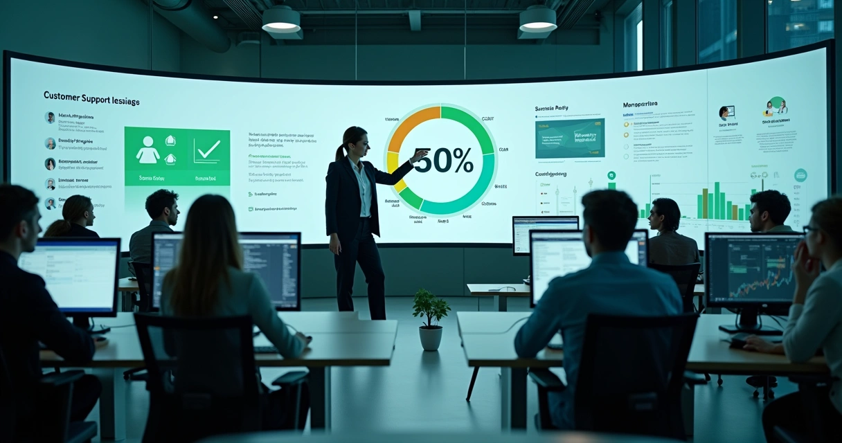 Gestora analisa painel digital com indicador de CSAT em alta