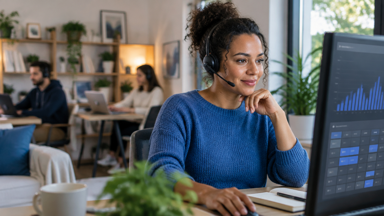 Atendente em home office planeja a operação e acompanha a demanda para o pico da Black Friday